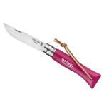 Opinel オピネル ステンレススチール皮紐付#6Colorama/ストロベリー 41401 ピンク フィッシングナイフ アウトドア 釣り 旅行用品 フィッシングツール