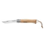 Opinel オピネル ステンレススチール皮紐付＃8 ナチュラル 41426 フィッシングナイフ アウトドア 釣り 旅行用品 フィッシングツール アウトドアギア