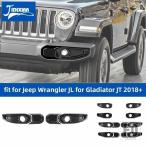 【並行輸入品】ジープ ラングラー JL グラディエーター JT 2018-24 フロントバンパーフォグライトランプ装飾カバー
