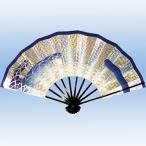 舞扇子 扇子 踊り用 大衆演劇 9寸5分 黒塗 ホログラム箔 紺ボカシに銀雲 露草 飾り用