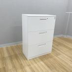 コクヨ ラテラルキャビネット 3段 エディア シングルベース型 天板付 オフィス書庫 スチール収納 ホワイト 中古 CL-878540B