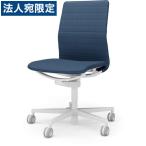 『代引不可』『受注生産品』コクヨ ファブレ ローバック ストライプ ホワイト脚 ホワイトフレーム 肘無 ネイビー C01-W102CU-WT7T71