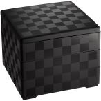 若泉漆器 3段重箱 6.5寸重 黒マット 市松(内黒) H-153-45-A