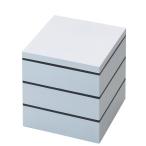 若泉漆器 3段重箱 5寸 大和重 白パール(内側白) パッキン中蓋黒色3枚付 H-156-21