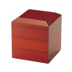 J-kitchens お重箱 面取45三段重 古代朱 （1組) 13.5cm 漆塗り 手塗り 日本製