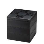 J-kitchens 重箱 日本製 彩雲市松 50三段重 黒 （1組) 15cm 1人用