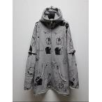 nude:masahiko maruyama ・ヌード:マサヒコマルヤマ/裏毛顔料プリントオーバーサイズZIP UPパーカ（袖取り外し可能）/Grey