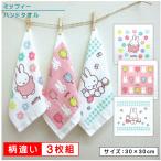 ショッピングハンドタオル ミッフィー ハンドタオル 柄違い ３枚セット 30×30cm 綿100％ 制菌加工 フラワーデイズ ウォッシュタオル 保育園 幼稚園 wt3 メール便Ｂ