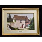 【真作】　奥津国道　絵画　●フランス風景≪小さな窓辺≫ 風景画　油彩画　共シール　人気画家 『絵画買取 小川処堂』