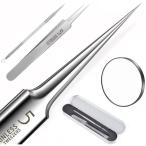 角栓 ピンセット 精密ピンセット 角栓取り 先端幅0.1mm 黒ずみ取り 毛抜き ニキビ 取り器具 ニキビ針 10倍鏡 収納ケース ステンレ