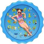 Asamoom 噴水マット 26の文字と対応する単語こども用 噴水おもちゃ ビニールプール プレイマット プール噴水 みずあそび 芝生遊び 夏の庭 暑さ対策 直径170CM 大