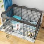 犬用ベビーサークルDIYペットベビーサークル、ドア付き小動物ケージ、屋内/屋外メタルペットフェンス折りたたみ式ペット犬猫子犬ベビーサークル、黒 (Color _ 11