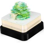 2025 紙彫刻モデル立体メモ卓上カレンダー25年（ツリーハウス-グリーン-2025年英語カレンダー）2025 卓上カレンダー 新年の贈り物 タイムピースカレン