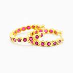 【緊急値下げ】 ルビー ピアス フープピアス K18 新品磨き仕上げ 中古