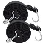 KAKETE 荷台用 ゴムひも (2本セット) 長さ2M 自由伸縮 金属製フック付 バイク/オートバイ/スクーター/自転車等の荷物固定