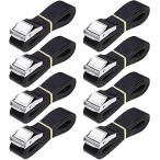 Runbod 荷締めベルト 荷物 固定 ベルト 2m 梱包/自転車/バイク 固定ベルト 幅25mm 8本セット ブラック