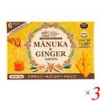 マヌカハニー のど飴 はちみつ マヌカハニー＆ジンジャードロップ 22g(6粒) 3個セット 送料無料