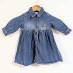(^w^)b PETIT BATEAU Petit Bateau Denim One-piece casual модный детская одежда хлопок 100% синий голубой Kids 12m/74cm /Y11248HH