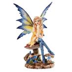 6 Inch The Magician Fairy Sitting on Mushrooms Statue Figurine