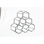 Asian Home 幾何学的な六角形6本ボトルデスクトップワインラック 自立式カウンタートップボトルホルダー ワインストレージ用 金属 ブラック