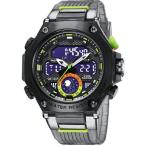【並行輸入品】 Gosasa メンズ 腕時計 多機能 ミリタリー S-Shock スポーツウォッチ LED デジタル 防水 アラームウォッチ, 8069_半透明＆グレー