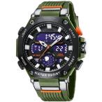 【並行輸入品】 Gosasa メンズ 腕時計 多機能 ミリタリー S-Shock スポーツウォッチ LED デジタル 防水 アラームウォッチ, 8069_アーミー＆グリーン