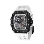 【並行輸入品】 TSAR BOMBA Luxury Automatic Mechanical Mens Watch-Tonneau Skeleton Wristwatch- Fluororubber Strap- Carbon Fiber/Ceramic/Diamond Case