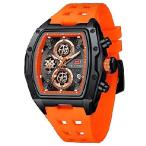 【並行輸入品】 MF MINI FOCUS メンズウォッチ ユニーク カジュアル腕時計 (クロノグラフ/防水/夜光/カレンダー) シリコンバンド ファッションウォッチ 男性用,