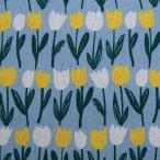  - gire1.1m Северная Европа style хлопок лен парусина ткань тюльпан цветочный принт голубой 