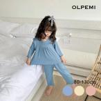 ショッピング韓国子供服 パジャマ 子供 長袖 ルームウェア キッズ 女の子 韓国子供服 セットアップ 80 90 100 110 120 130　リブフリルパジャマ R024