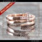 指輪 リング レディース 18金 18K ダイヤ ピンクゴールド / T字 デザイン / K18 刻印