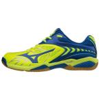 ミズノ MIZUNO ウエーブファングSS2（バドミントン）（ユニセックス）18FW ユニセックスバドミントンシューズ 71GA1710-26 (イエロー×ブルー×シルバー)