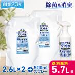 次亜塩素酸水2.6L×2袋+500mlスプレーボトル 5.7L 200ppm  アルコール不使用 除菌 消臭 送料無料