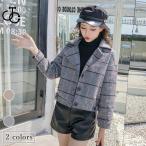 ピーコート レディース チェスターコート チェック柄 Pコート レトロ アウター 秋冬 ジャケット オフィス ラシャコート ショートコート 通勤