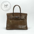  Hermes HERMES Birkin 30 Birkin 30 сумка большая сумка niro TIKKA s крокодил Brown Brown чай серебряный металлические принадлежности 