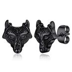 送料無料Punk Wolf Earrings Stainless Steel Norse Fenrir Jewelry for Male Gothic Wol