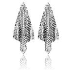 Yahoo! Yahoo!ショッピング(ヤフー ショッピング)送料無料CLASSYZINT Large 80s Dangle Earrings For Women Shiny Silver Plated Mesh Gri