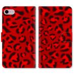 スマホケース 手帳型 iPhone17 iPhoneAir iPhoneSE第3世代 iPhone8 AQUOS GooglePixel  Xperia Galaxyなど多機種制作対応 3121_ヒョウ柄_Red