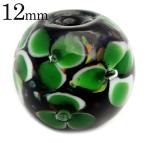 Yahoo! Yahoo!ショッピング(ヤフー ショッピング)とんぼ玉 粒売り 1粒 12mm ビーズ 花柄 ラウンド バラ売り ガラスビーズ 蜻蛉玉 緑色 グリーン 父の日 ギフト プレゼント