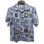 * ограниченный товар * USA[HOFFMAN FABRICS] ткань сделано в Японии Hawaiian Icon рисунок [ONE AND HALF оригинал ] гавайская рубашка [ голубой ] синий мужская мода 
