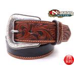 NOCONA(nokona) USA крокодил дизайн цветочный Carving переключатель Western ремень [ черный × Brown ] Country kau Boy костюм бесплатная доставка 