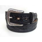 NOCONA мужской Tang . Carving штамп двойной стежок Western ремень [ черный ] чёрный натуральная кожа телячья кожа America Country kau Boy верховая езда костюм 