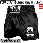 VENUM ムエタイトランクス MUAY THAI SHORTS CLASSIC ブラック ホワイト キックパンツ ボクシング トランクス スポーツウェア 格闘技 XL