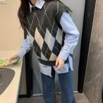 ニットベストアーガイルの通販 価格比較 価格 Com