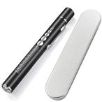 KIMLONTON ダブル光源 懐中電灯 小型超軽量 LED ペンライト USB充電式 ミニハンディライト ブラック ステンレス製 高耐久 クリップ付