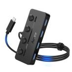 Aceele USB C ハブ 5ポート USB A 3.0 ハブ Type-C 給電用ポート付き 直挿し 独立スイッチ付き LED表示灯5Gbps高