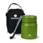 SANTECO ステンレス 保温 スープジャー 真空断熱 500ml 広口 保温保冷 ランチジャー 保温弁当箱 スプーン バッグ付 お手入れ簡単 NE