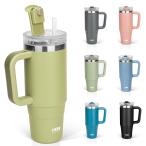 TYESO высокий стакан 0.9L фляжка термос нержавеющая сталь бутылка вода бутылка соломинка ручка имеется кувшин уличный вакуум изоляция 2 -слойный структура широкий .