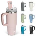 TYESO высокий стакан 0.9L фляжка термос нержавеющая сталь бутылка вода бутылка соломинка ручка имеется кувшин уличный вакуум изоляция 2 -слойный структура широкий .