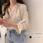 ブラウスレディースミニハート柄ブラウスフリルブランドきれいめスーツワンピー...